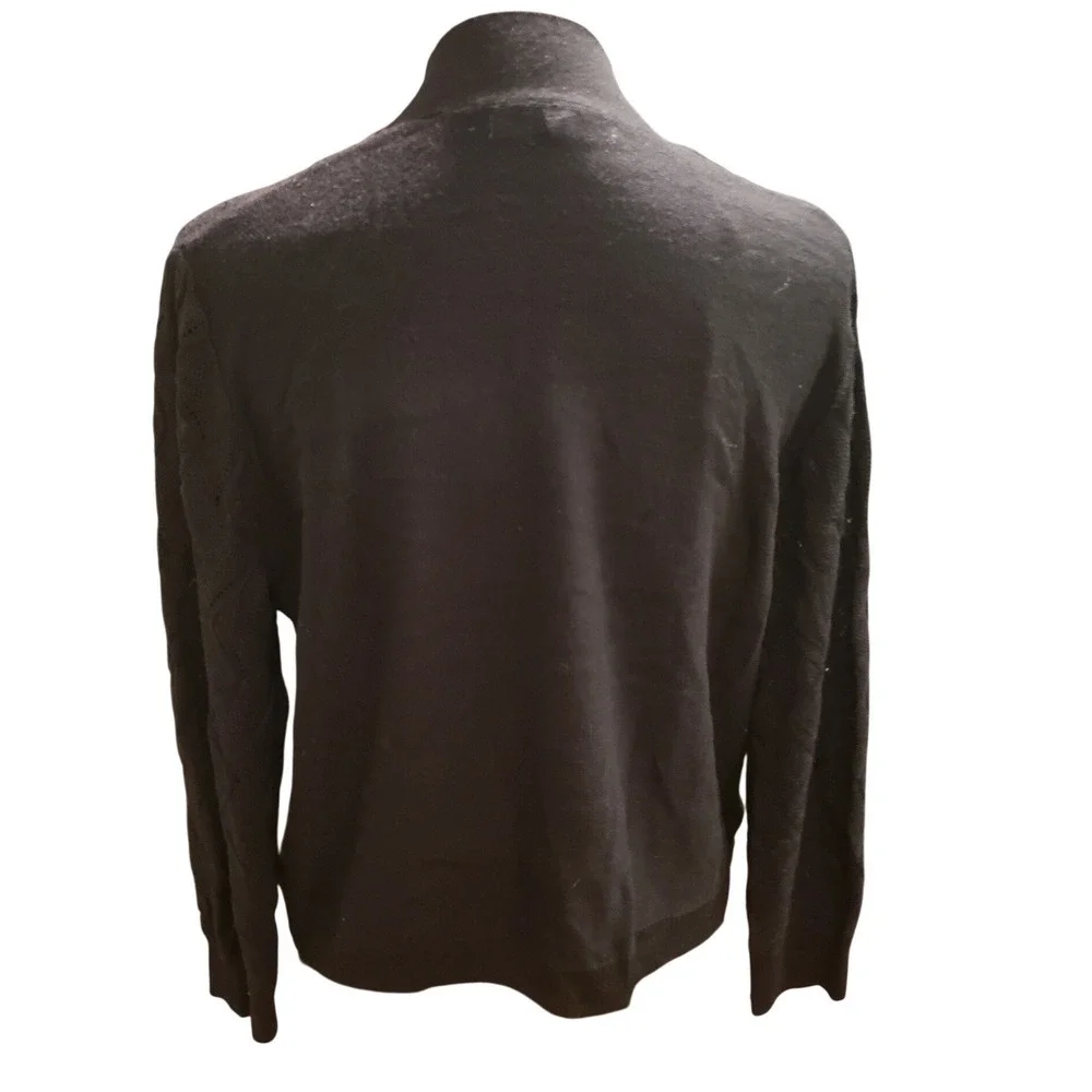 89th & Madison Black Knit Cable Wave Cardigan Sweater Size‎ L
